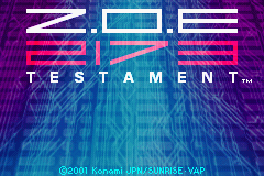 Z.O.E. 2173 - Testament Title Screen